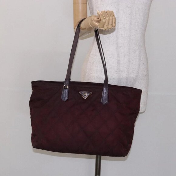 PRADA Tote Bag Nylon Purple Gold Auth - Picture 1 of 16